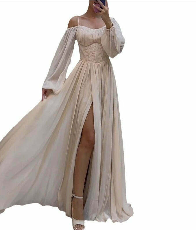 Y2K Fashion Elegant Suspender Long Dress for Women - Coquette Aesthetic Grunge Style