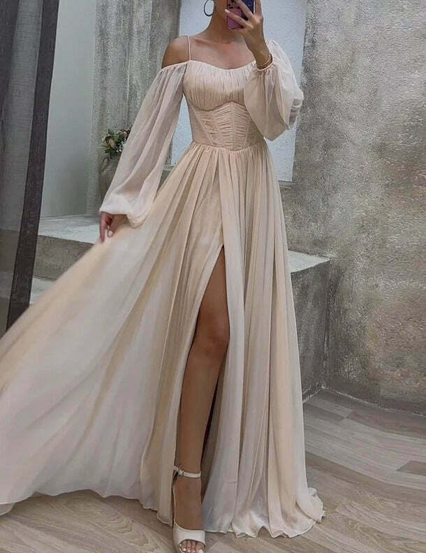 Y2K Fashion Elegant Suspender Long Dress for Women - Coquette Aesthetic Grunge Style