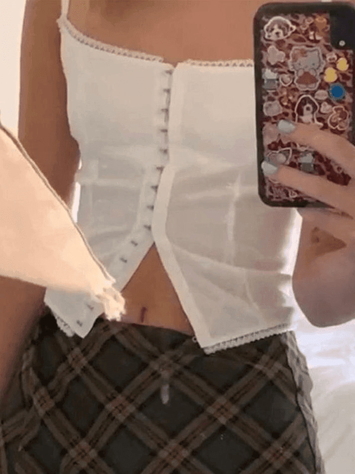 Y2K Fashion Eye Hook Lace Trim Corset Top - Coquette Aesthetic, Grunge Style, Cute Tops, Pastel Goth Y2K Fashion Eye Hook Lace Trim Corset Top - Coquette Aesthetic, Grunge Style, Cute Tops, Pastel Goth