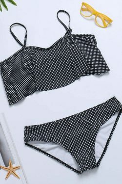 Y2K Fashion: Flouncy Polka Dot Bikini Set with Removable Straps for a Coquette Aesthetic