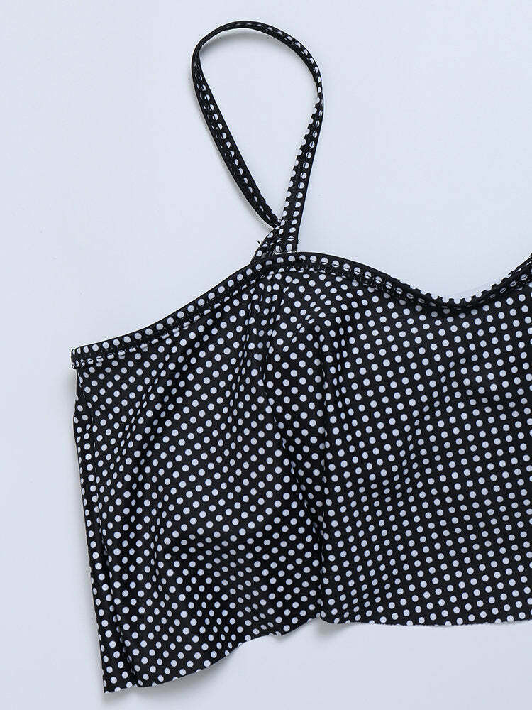 Y2K Fashion: Flouncy Polka Dot Bikini Set with Removable Straps for a Coquette Aesthetic Y2K Fashion: Flouncy Polka Dot Bikini Set with Removable Straps for a Coquette Aesthetic
