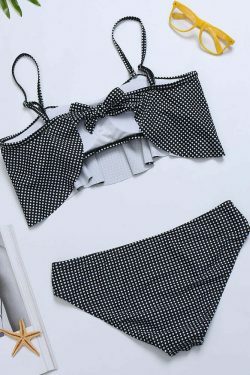 Y2K Fashion: Flouncy Polka Dot Bikini Set with Removable Straps for a Coquette Aesthetic