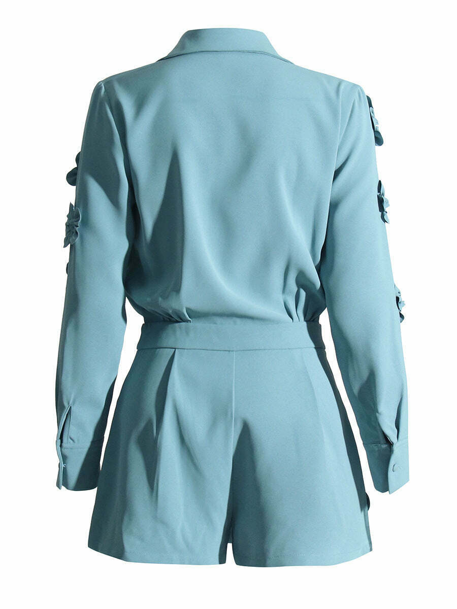 Y2K Fashion Flower Design Waist Slimming Jumpsuit - Coquette Aesthetic Grunge Style Cargo Skirt