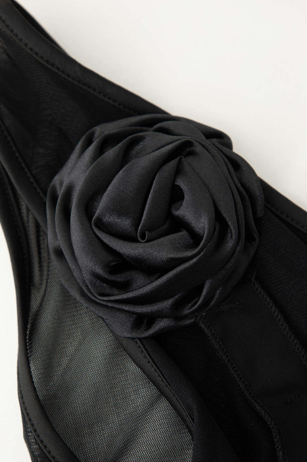 Y2K Fashion: Flower Embellished One Shoulder Mesh Tank - Coquette Aesthetic, Grunge Style Y2K Fashion: Flower Embellished One Shoulder Mesh Tank - Coquette Aesthetic, Grunge Style