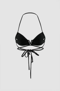 Y2K Fashion Halter Bikini Set with Mesh Sarong - Coquette Aesthetic Grunge Style