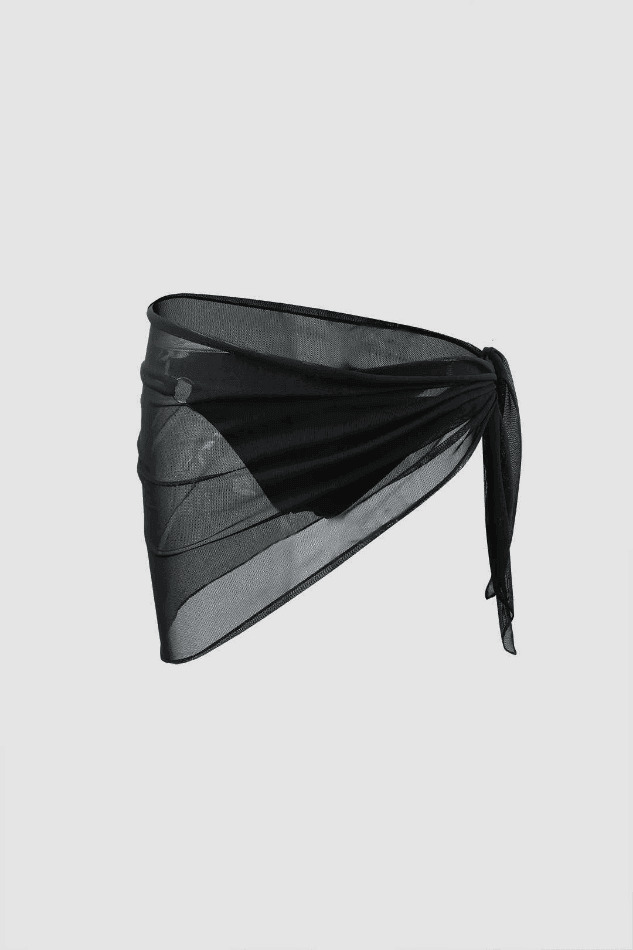 Y2K Fashion Halter Bikini Set with Mesh Sarong - Coquette Aesthetic Grunge Style Y2K Fashion Halter Bikini Set with Mesh Sarong - Coquette Aesthetic Grunge Style