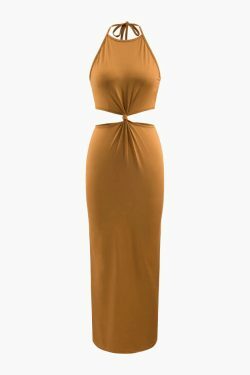 Y2K Fashion Halter Maxi Dress - Coquette Aesthetic, Grunge Style, Pastel Goth