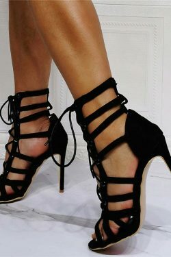 Y2K Fashion High-Heeled Sandals - Coquette Aesthetic, Grunge Style, Cute Tops