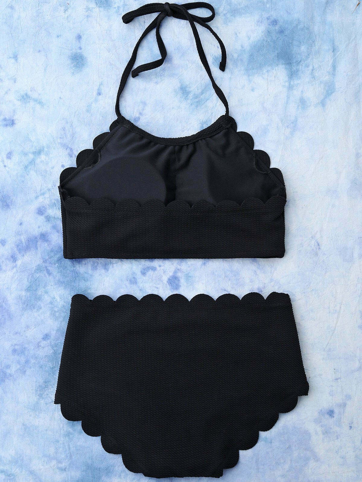 Y2K Fashion High Rise Halter Scalloped Bathing Suit Y2K Fashion High Rise Halter Scalloped Bathing Suit