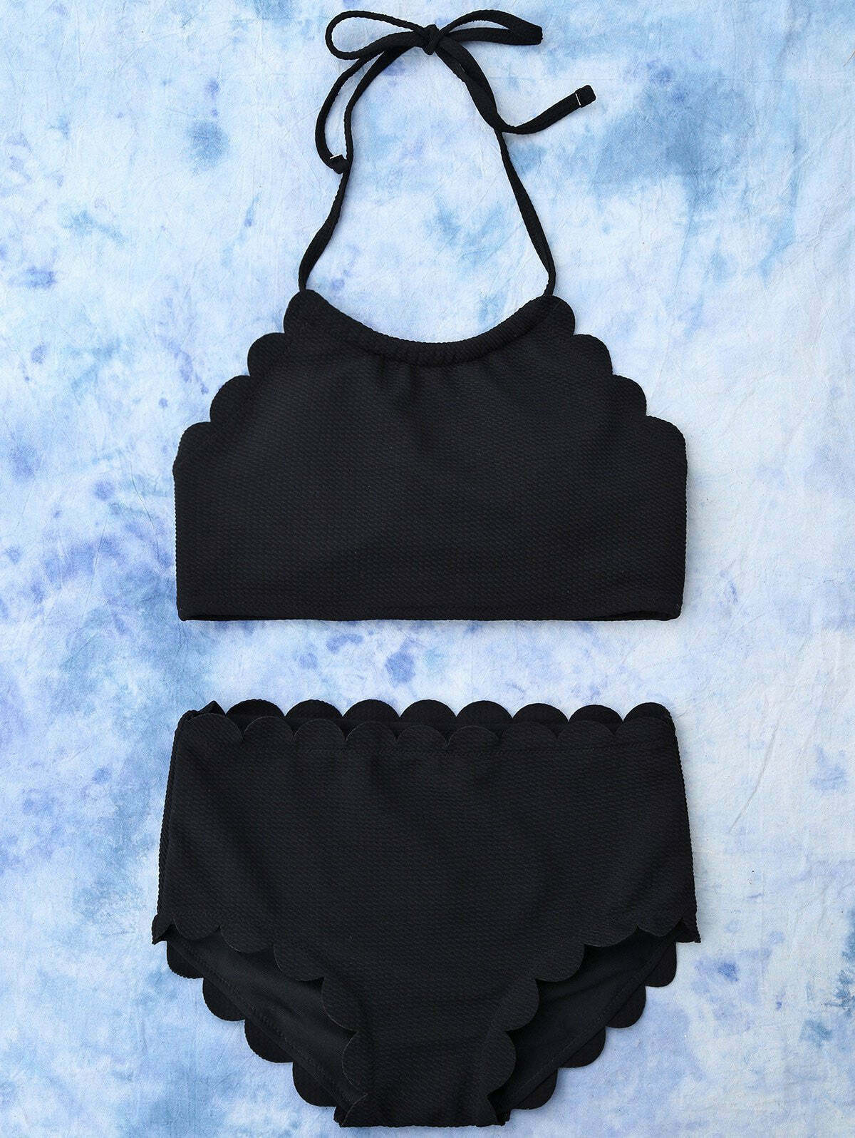 Y2K Fashion High Rise Halter Scalloped Bathing Suit Y2K Fashion High Rise Halter Scalloped Bathing Suit
