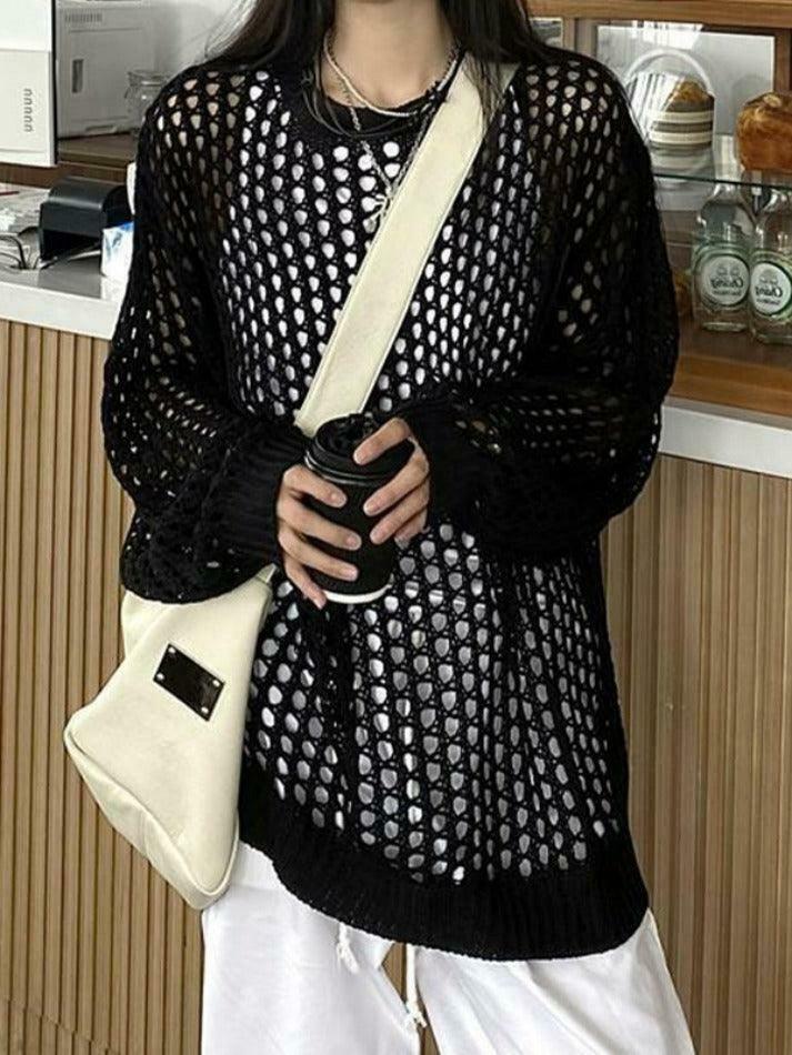 Y2K Fashion Knit Cutout Top - Coquette Aesthetic, Grunge Style, Pastel Goth Y2K Fashion Knit Cutout Top - Coquette Aesthetic, Grunge Style, Pastel Goth