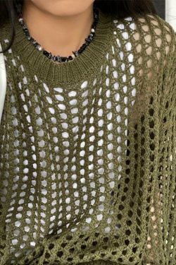 Y2K Fashion Knit Cutout Top - Coquette Aesthetic, Grunge Style, Pastel Goth