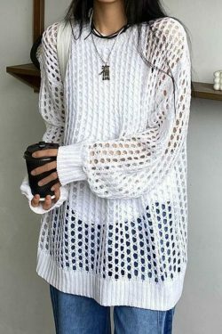 Y2K Fashion Knit Cutout Top - Coquette Aesthetic, Grunge Style, Pastel Goth