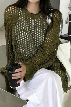 Y2K Fashion Knit Cutout Top - Coquette Aesthetic, Grunge Style, Pastel Goth