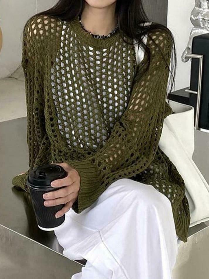 Y2K Fashion Knit Cutout Top - Coquette Aesthetic, Grunge Style, Pastel Goth Y2K Fashion Knit Cutout Top - Coquette Aesthetic, Grunge Style, Pastel Goth