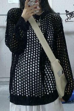 Y2K Fashion Knit Cutout Top - Coquette Aesthetic, Grunge Style, Pastel Goth