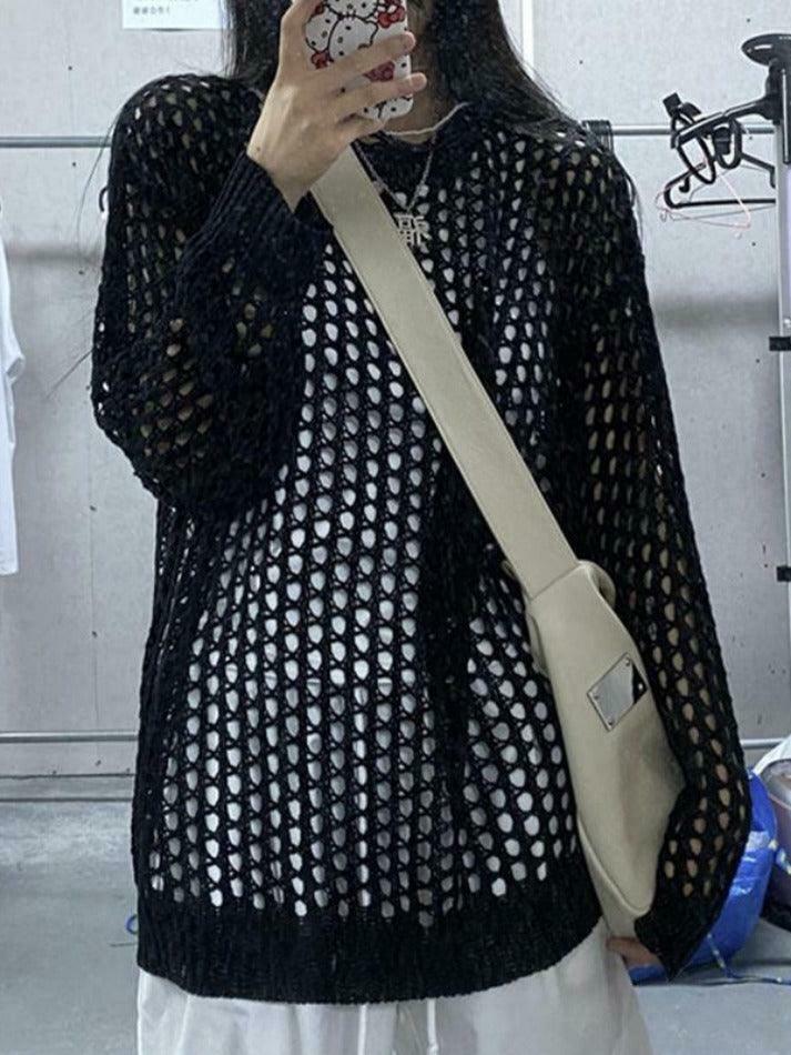 Y2K Fashion Knit Cutout Top - Coquette Aesthetic, Grunge Style, Pastel Goth Y2K Fashion Knit Cutout Top - Coquette Aesthetic, Grunge Style, Pastel Goth