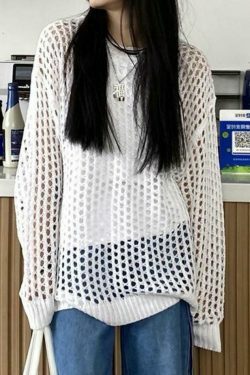 Y2K Fashion Knit Cutout Top - Coquette Aesthetic, Grunge Style, Pastel Goth