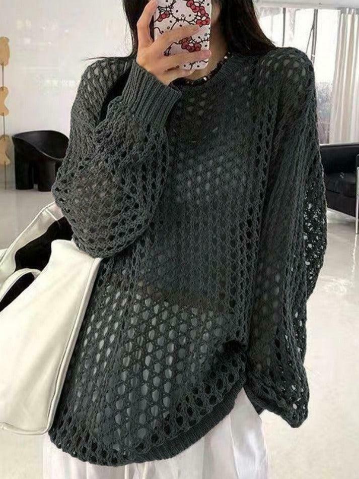 Y2K Fashion Knit Cutout Top - Coquette Aesthetic, Grunge Style, Pastel Goth Y2K Fashion Knit Cutout Top - Coquette Aesthetic, Grunge Style, Pastel Goth