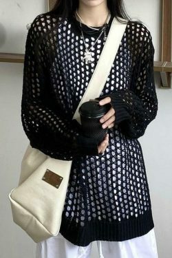 Y2K Fashion Knit Cutout Top - Coquette Aesthetic, Grunge Style, Pastel Goth