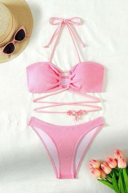 Y2K Fashion Lace-Up Swimsuit: Coquette Aesthetic, Grunge Style, Pastel Goth