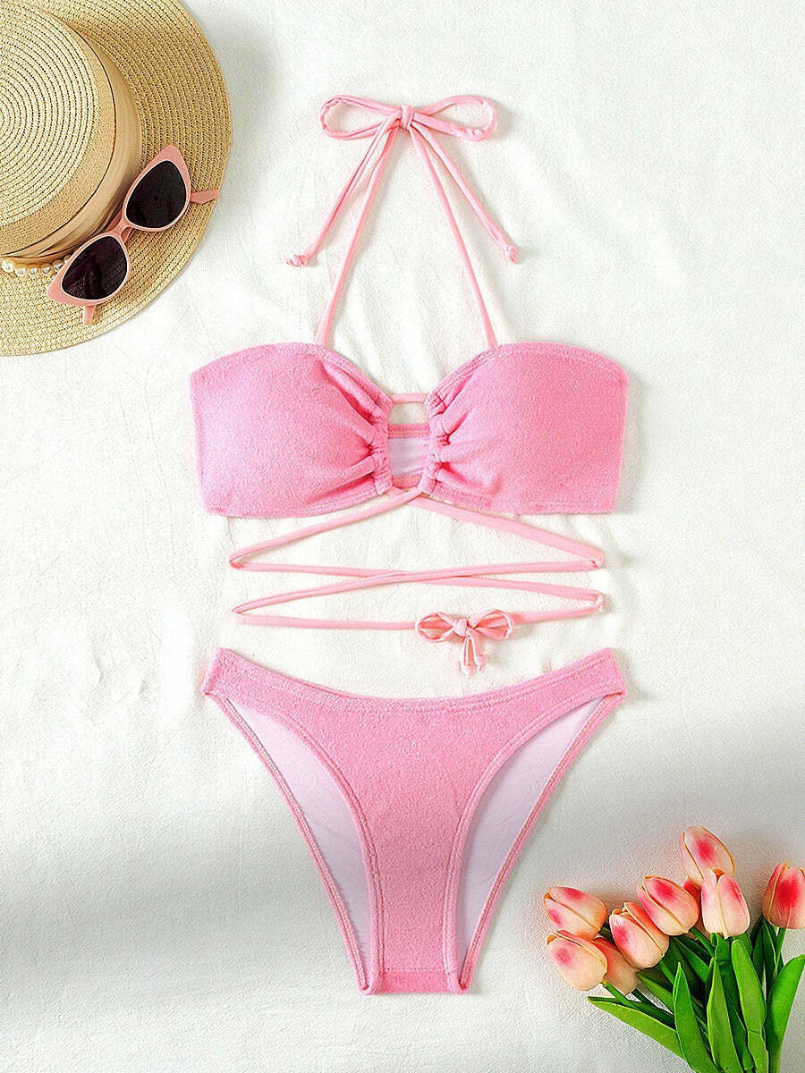 Y2K Fashion Lace-Up Swimsuit: Coquette Aesthetic, Grunge Style, Pastel Goth Y2K Fashion Lace-Up Swimsuit: Coquette Aesthetic, Grunge Style, Pastel Goth