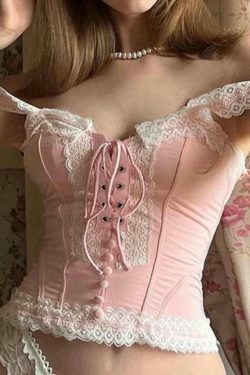 Y2K Fashion Lace Splice Crossover Tie-Up Tank Top - Coquette Aesthetic, Grunge Style, Cute Tops