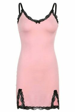 Y2K Fashion Lace Stitching Suspender Dress - Coquette Grunge Aesthetic Cute Tops Cargo Skirt