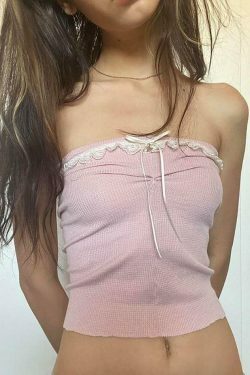 Y2K Fashion Lace Trim Tube Top - Coquette Aesthetic Grunge Style - Cute Pastel Goth Outfit