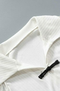 Y2K Fashion Lapel Cutout Irregular Hem Knit Sweater for Women - Coquette Aesthetic Grunge Style