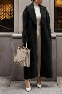 Y2K Fashion Lapel Plush Long Coat - Coquette Aesthetic Grunge Style Women's Winter Jacket
