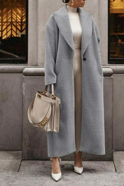 Y2K Fashion Lapel Plush Long Coat - Coquette Aesthetic Grunge Style Women's Winter Jacket