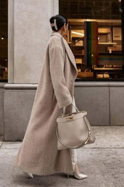 Y2K Fashion Lapel Plush Long Coat - Coquette Aesthetic Grunge Style Women's Winter Jacket