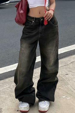 Y2K Fashion: Low Waist Wide-Leg Jeans - Coquette Aesthetic, Grunge Style
