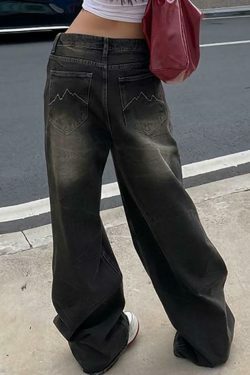 Y2K Fashion: Low Waist Wide-Leg Jeans - Coquette Aesthetic, Grunge Style