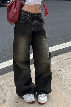 Y2K Fashion: Low Waist Wide-Leg Jeans - Coquette Aesthetic, Grunge Style