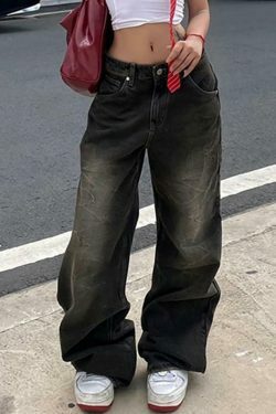 Y2K Fashion: Low Waist Wide-Leg Jeans - Coquette Aesthetic, Grunge Style
