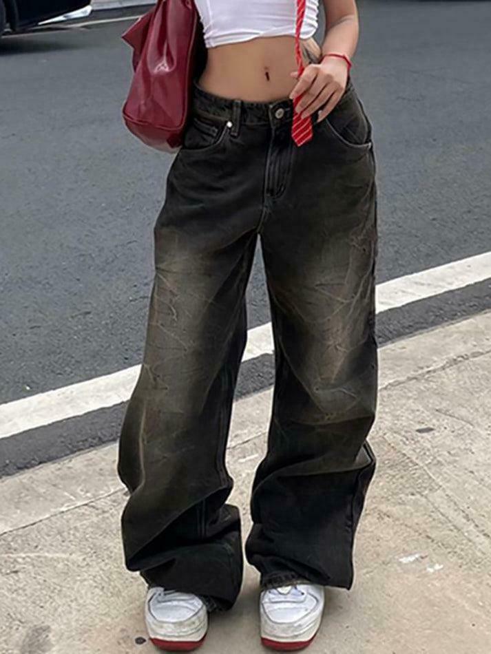 Y2K Fashion: Low Waist Wide-Leg Jeans - Coquette Aesthetic, Grunge Style Y2K Fashion: Low Waist Wide-Leg Jeans - Coquette Aesthetic, Grunge Style