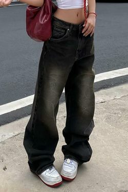 Y2K Fashion: Low Waist Wide-Leg Jeans - Coquette Aesthetic, Grunge Style