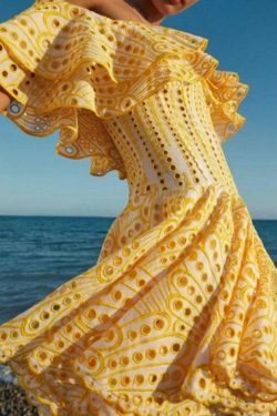 Y2K Fashion: One-Shoulder Ruffled Embroidery Dress for Coquette Aesthetic - Slim Waist, Grunge Style