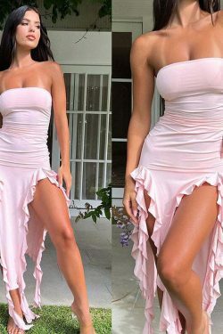 Y2K Fashion One-Shoulder Tube Top Hip-Wrapped Slim Dress