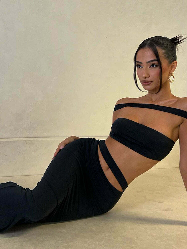 Y2K Fashion Pencil Suit with Hollow Openings - Coquette Aesthetic Grunge Style Cargo Skirt Y2K Fashion Pencil Suit with Hollow Openings - Coquette Aesthetic Grunge Style Cargo Skirt