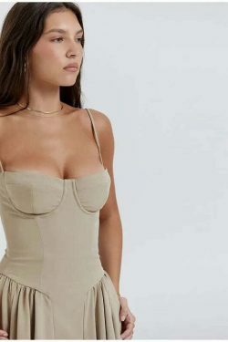 Y2K Fashion Pleated A-Line Dress - Coquette & Grunge Aesthetic