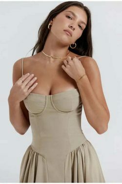 Y2K Fashion Pleated A-Line Dress - Coquette & Grunge Aesthetic