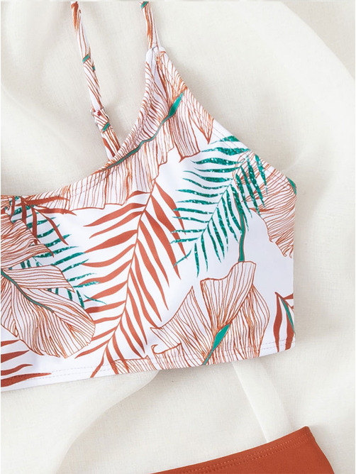 Y2K Fashion Printed Tube Top & High Waist Thong Bikini Set - Coquette Aesthetic