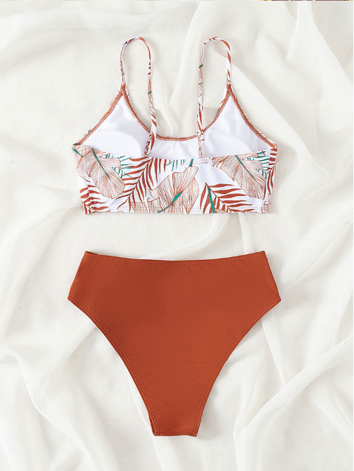 Y2K Fashion Printed Tube Top & High Waist Thong Bikini Set - Coquette Aesthetic