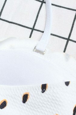 Y2K Fashion: Ruffled Wave Edge Backless Polka Dot Convertible Strap Bikinis Swimsuits