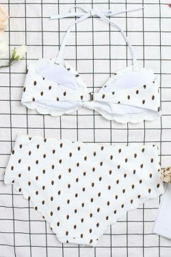 Y2K Fashion: Ruffled Wave Edge Backless Polka Dot Convertible Strap Bikinis Swimsuits
