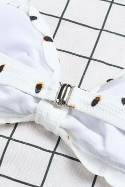 Y2K Fashion: Ruffled Wave Edge Backless Polka Dot Convertible Strap Bikinis Swimsuits