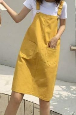 Y2K Fashion: School Bus Dungarees for Women - Coquette Aesthetic Cargo Skirt & Grunge Style Outfit